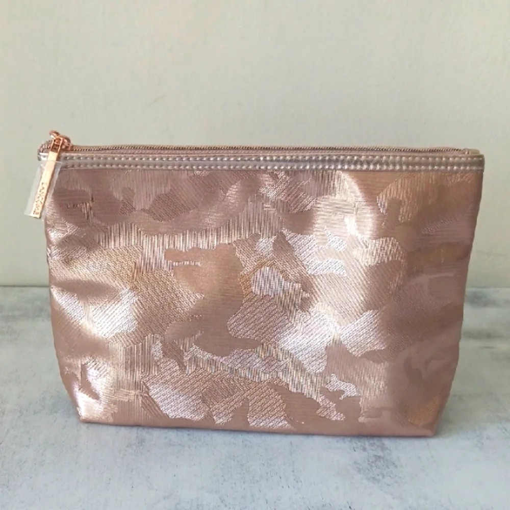 Lancome Rose Gold Print Makeup Cosmetic Bag/Travel Case